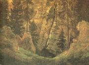 Caspar David Friedrich Cave and Funerary Monument (mk10) oil on canvas